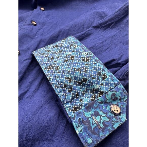 Robert Graham Long Sleeve Button Up Shirt Royal Blue Geometric Flip Cuff 4XL - Picture 4 of 5